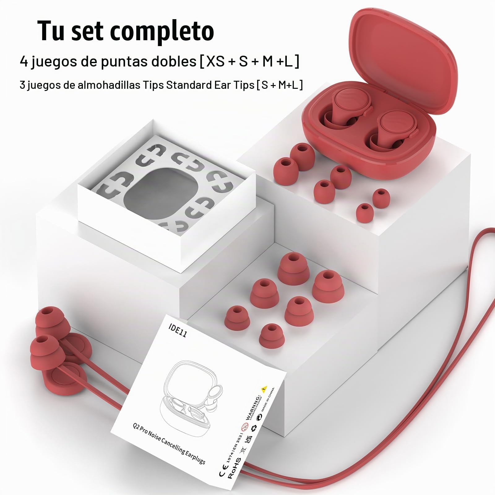 Tapones oidos ruido dormir, tapones oidos cancelacion de ruido Reutilizables con 7 pares de almohadillas de silicona, tapones para dormir para estudiar, concentrarse, viajar y asistir a conciertos