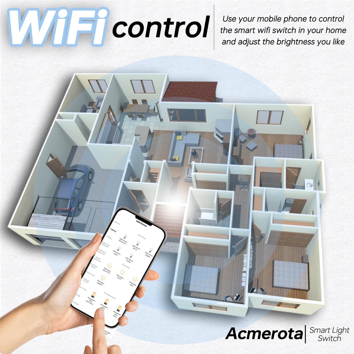 Acmerota WiFi Smart Light Switch, Touch Panel 1 Gang 1 Way Black Glass, Pack of 2 - Image 3