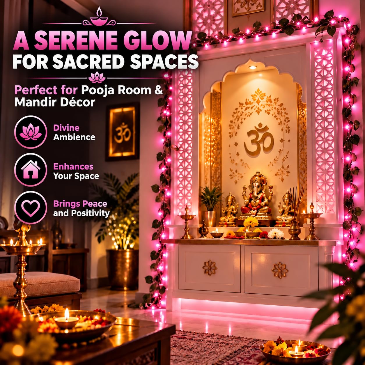 Pink LED String Lights - 20M Glow for Home & Events -6