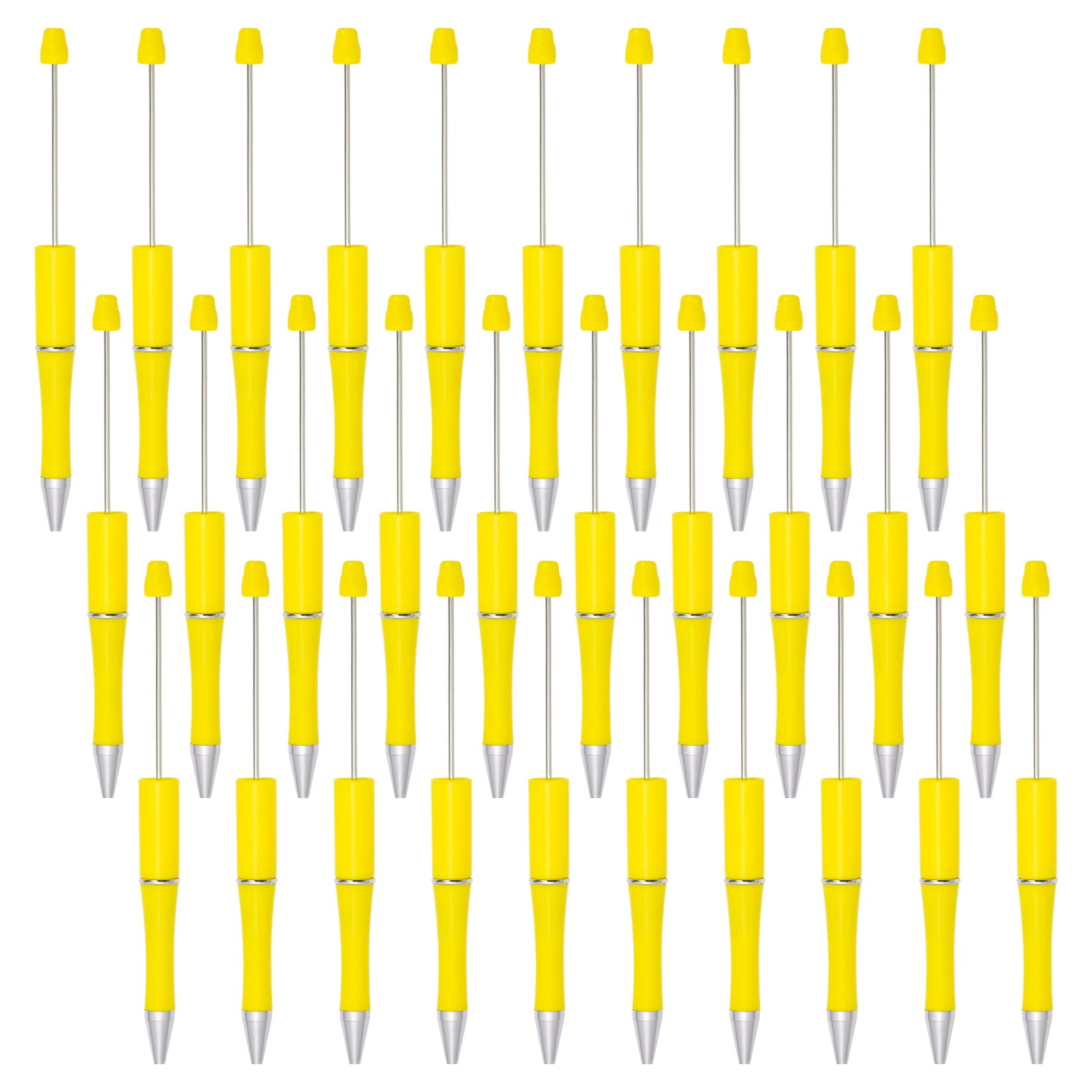 jiebor 30Pcs Yellow Beadable Pens Plastic Bead Ballpoint DIY Cute Cool Pens Black Ink for Women Men Bridal Graduation Gift Office Supplies