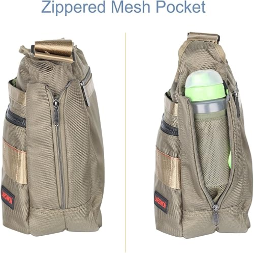 Miniatura 4 de Larswon Bolsa de mensajero vertical, bolsa cruzada, bolsa de hombro para tabletas, bolsa para hombres y mujeres, verde militar