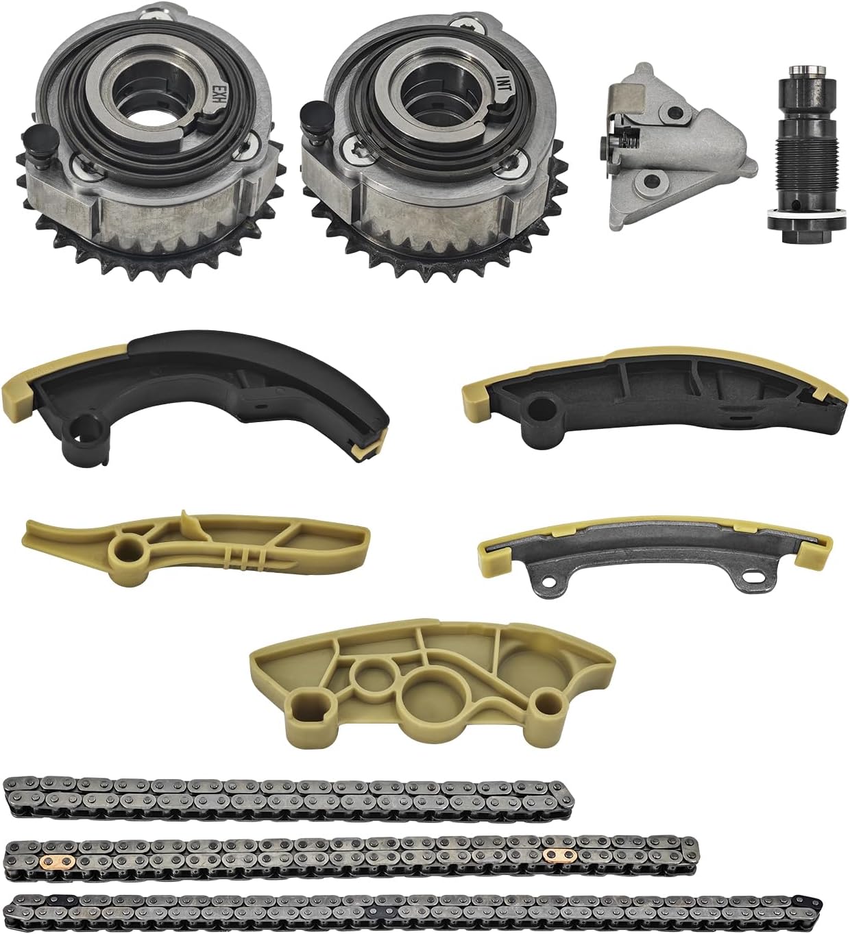 LR142279 LR142281 Timing Chain Kit with VVT Camshaft Sprockets Fits for 2018-2023 Jaguar XE XF Land Rover Range Rover 2.0L# LR123811