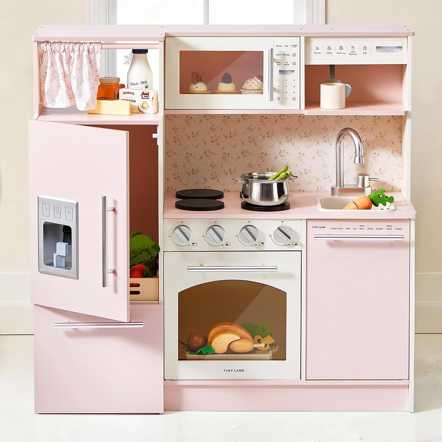 Tiny Land Organic Wooden Vegetable & Fruit Play Set，Play Kitchen