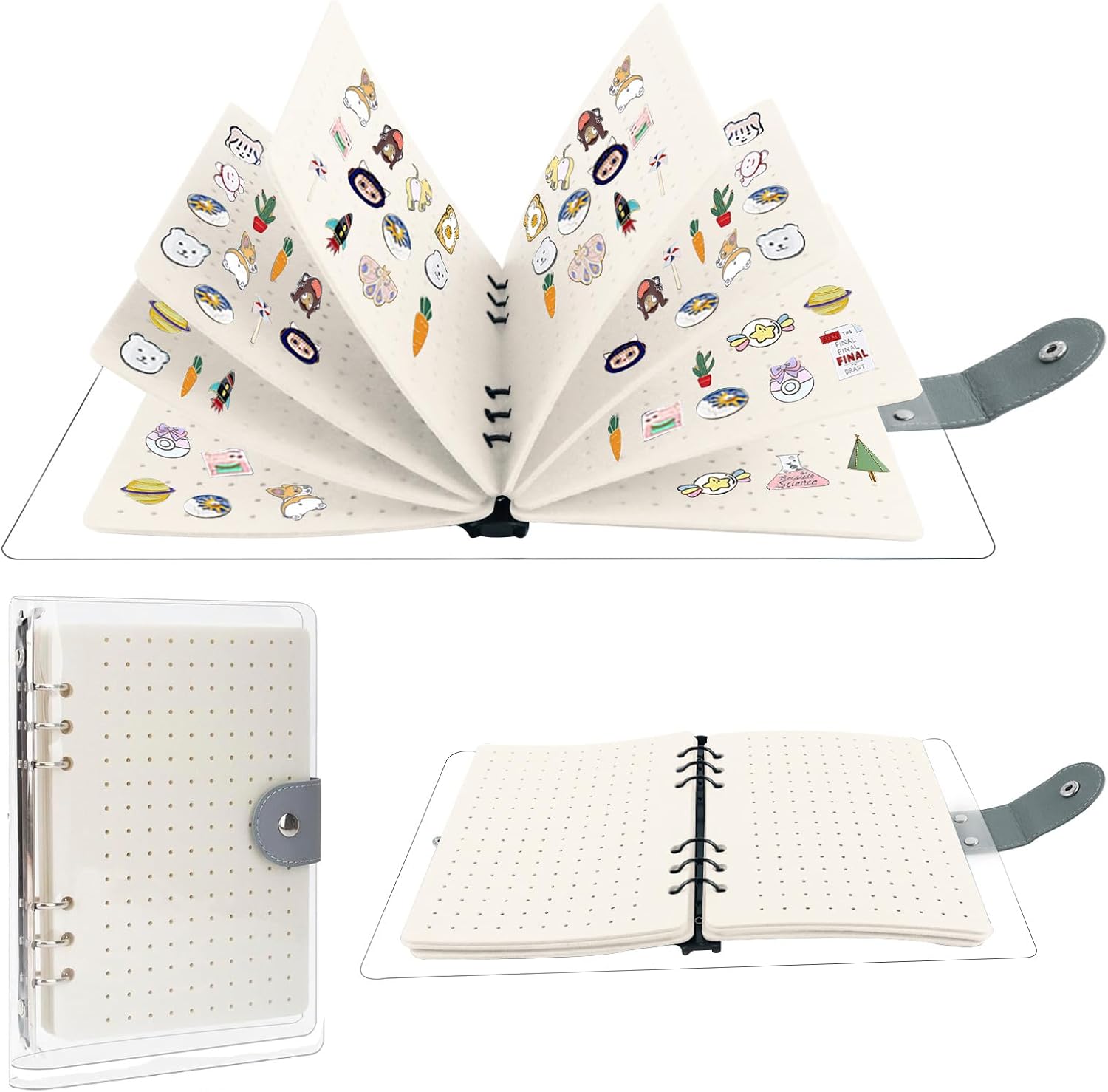 8 Pages A5 Enamel Pin Display Book,Pins Collection Storage Organizer Book with Clear PVC Cover,Portable Travel Pin Display Book Pin Trading Book,Pin Collection Display for Pins Brooches Badges