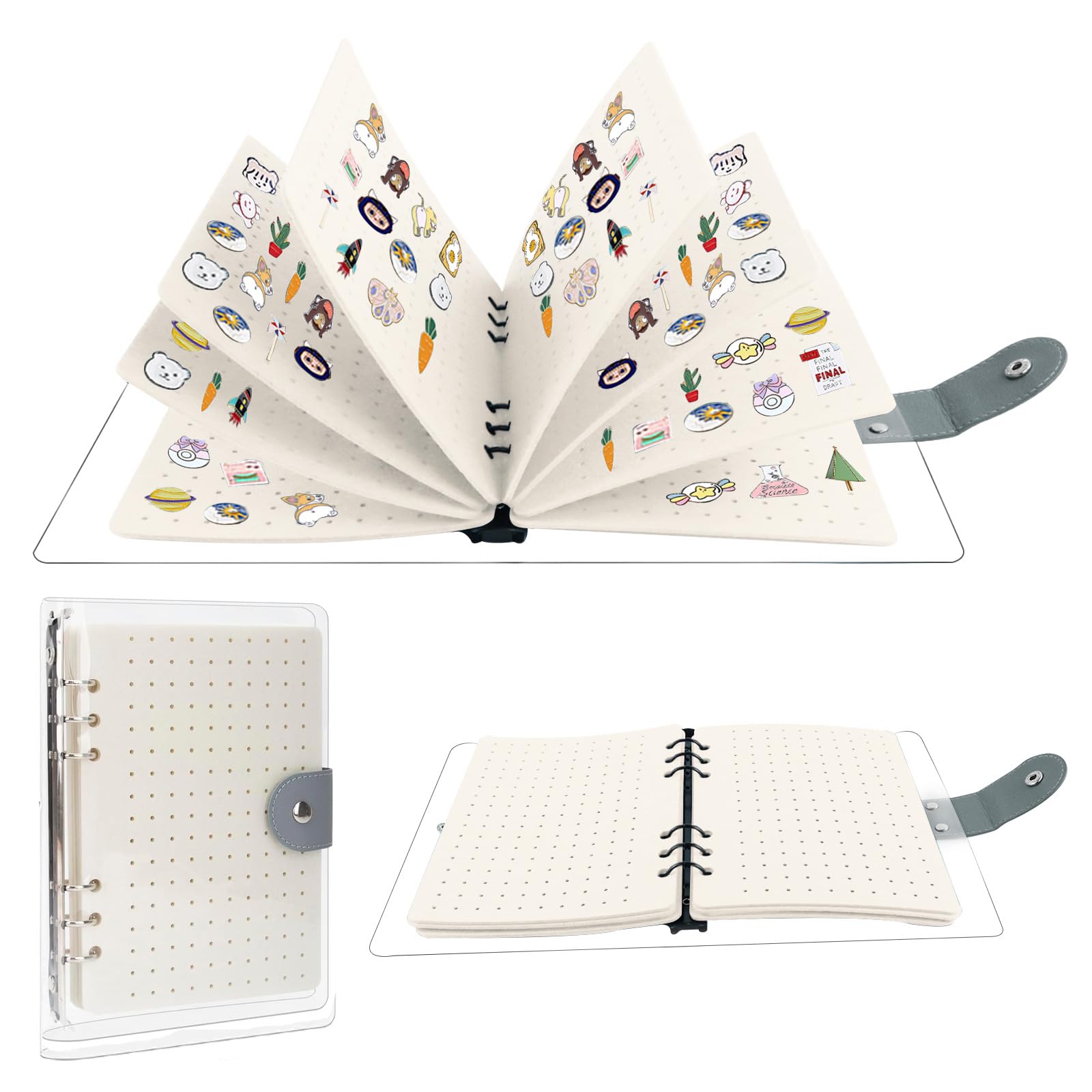 8 Pages A5 Enamel Pin Display Book,Pins Collection Storage Organizer Book with Clear PVC Cover,Portable Travel Pin Display Book Pin Trading Book,Pin Collection Display for Pins Brooches Badges