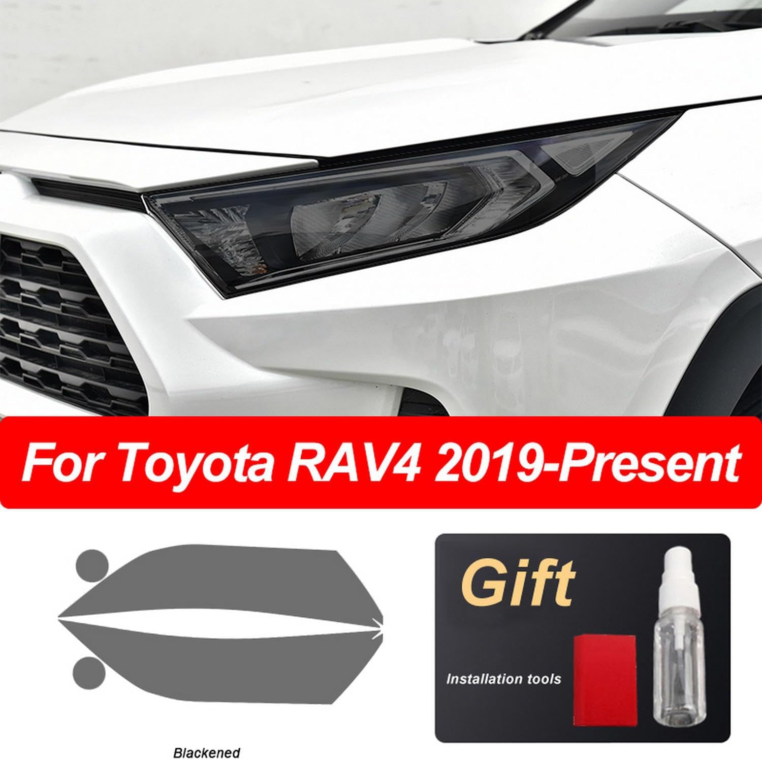 Car Headlight Protective Film Vinyl Protection Transparent Black TPU Sticker，for Toyota RAV4 XA50 2019 2020 Accessories