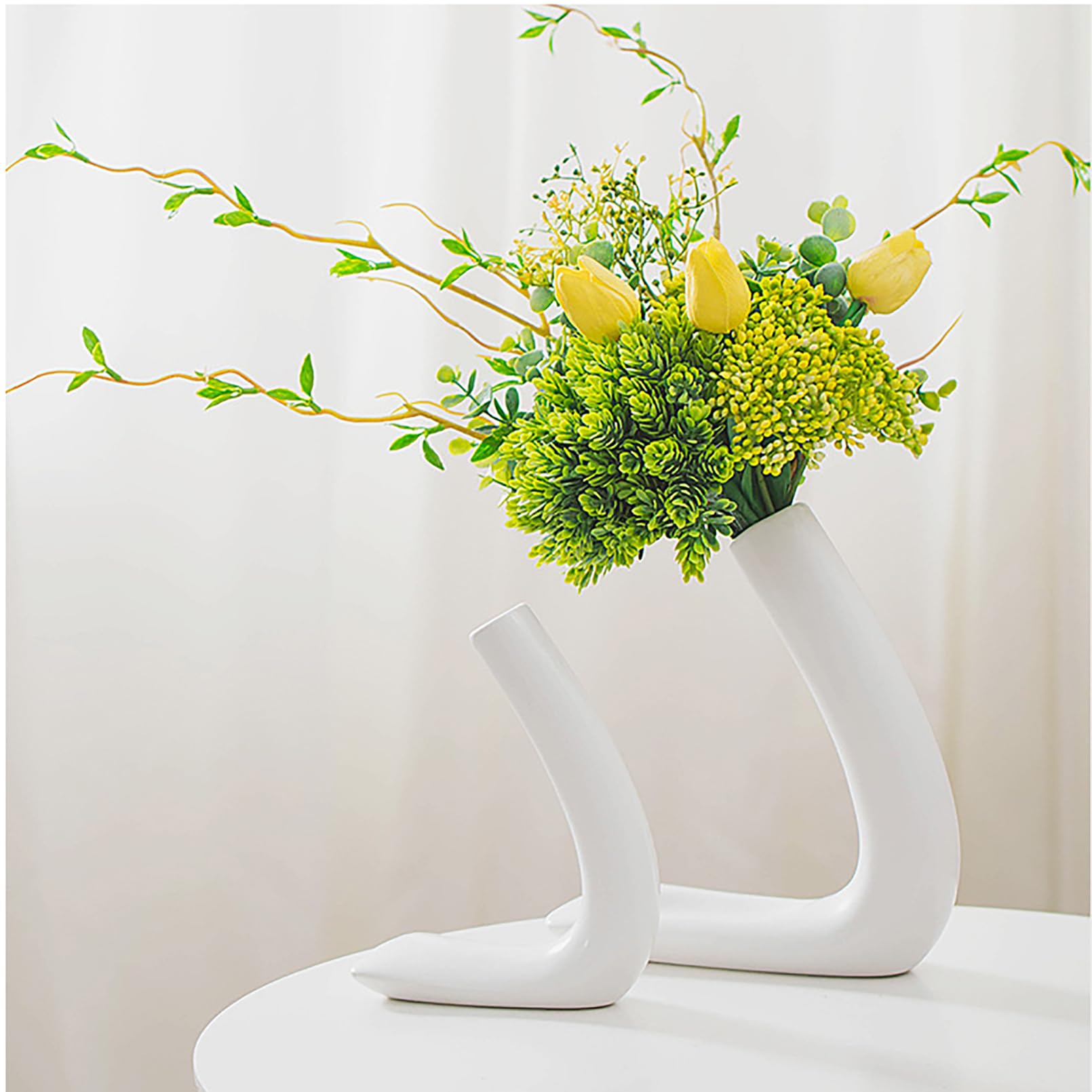 Keramikvase Vasen Set,Ins Style Vase Weiß Blumenvase Für Modern Home Decor Vase Aesthetic-Nordic Kreative Minimalistische Boho Vase Wohnzimmer Deko Vase,Festival Geschenk Dekorationen Vasen