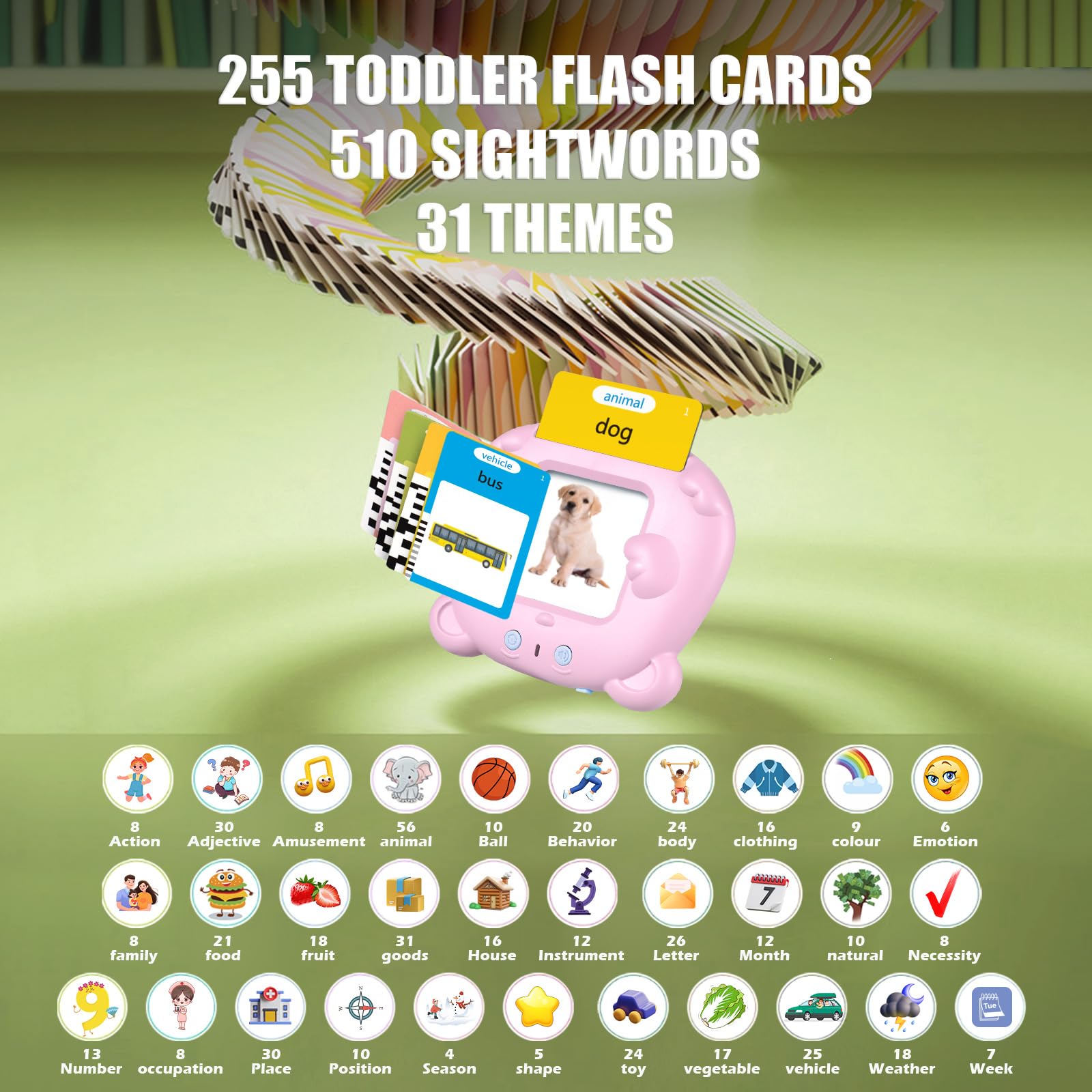 Talking Flash Cards for Toddler Toys for 2 3 4 5 6 Year Old Baby Boys Preschool Learning Resources Educational Montessori Sensory Toys for Autism with 510 Words Interactive Gifts For Kids Age 2-6 - Image 2