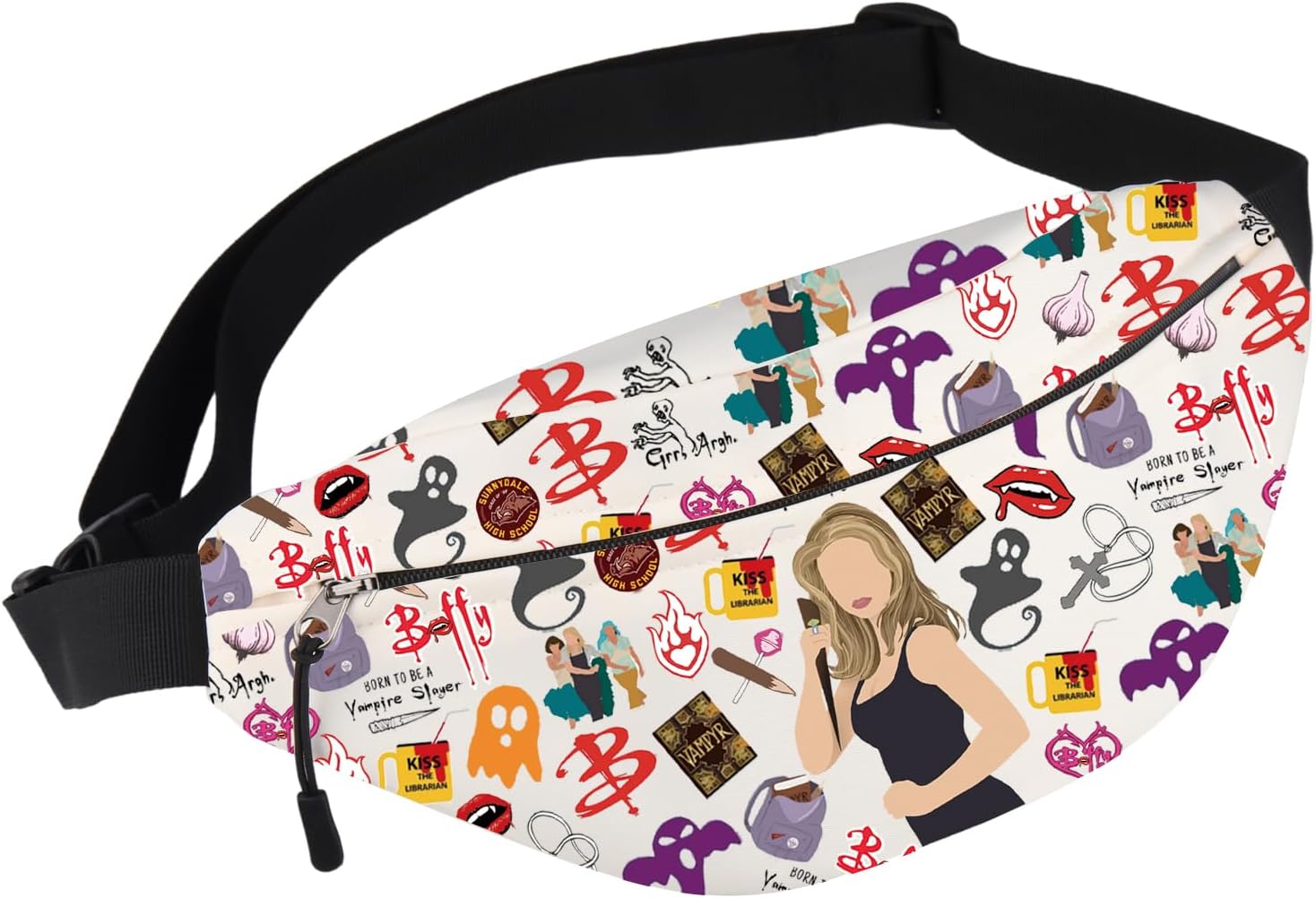 G2TUP Vampire Fanny Pack Vampire Slayer Movie Inspired Gift Vampire Character Waist Bag Joyce & Spike‌ & Angel‌ Merch (B Vampire WB)