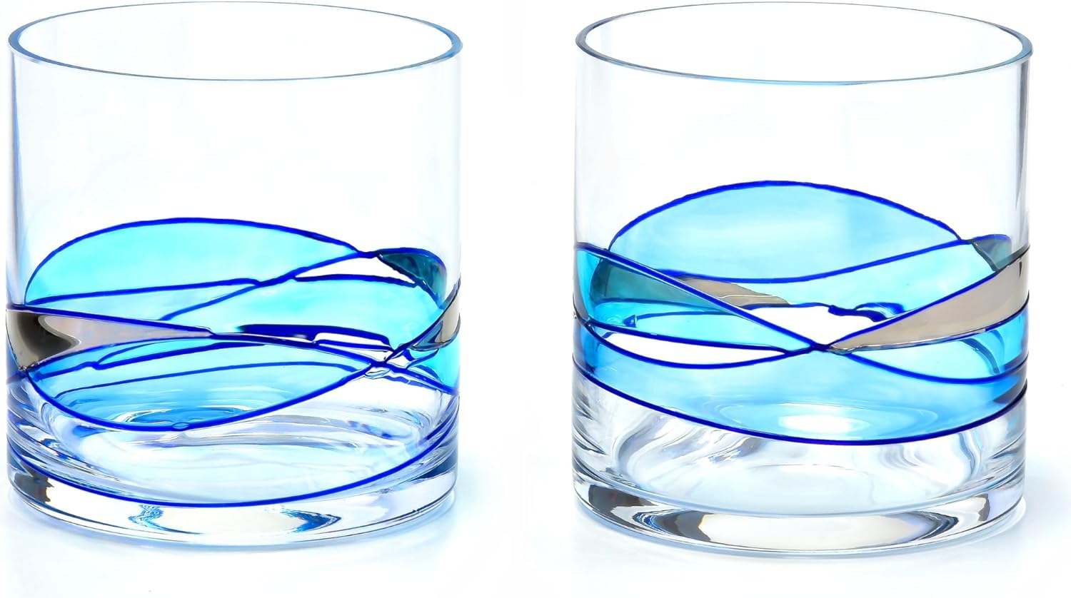 Victoria Barcelona Whisky Glasses | Hand-Painted & Mouth-Blown Art Glass | Inspired by Gaudí’s Stained Glass in the Sagrada Familia | Elegant Gift for Whisky Lovers & Bourbon (Sagrada Red, Set 2)