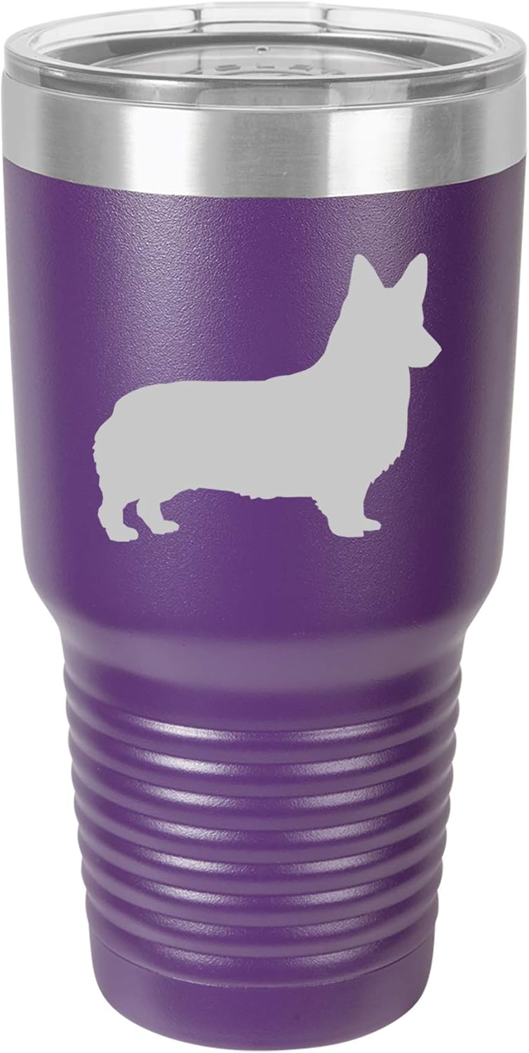 Tumbler Stainless Steel Vacuum Insulated Travel Mug Corgi (Green, 30 oz)