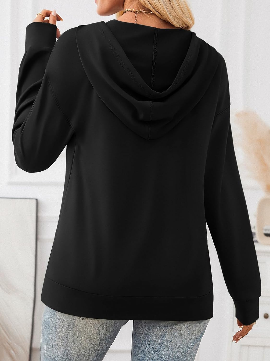 Trendy Queen Womens Fall Fashion T Shirts Basic Drawstring Pullover Loose Fit Hoodies Winter Clothes with Pocket - Image 4