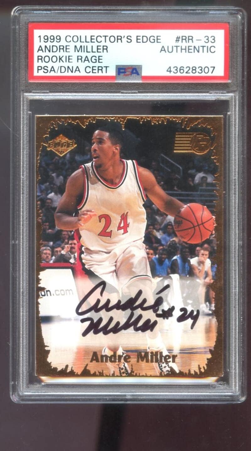 1999-00 Collector's Edge #RR-33 Andre Miller ROOKIE RAGE RC AUTO SIGNED Autograph Autographed Card PSA PSA/DNA Basketball NBA COA Collectors