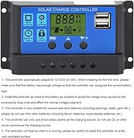 Vista 2 de Control de carga de batería Salida USB dual 12V/24V 30A Regulador inteligente Energía solar, controlador de panel solar con pantalla LCD, regulador