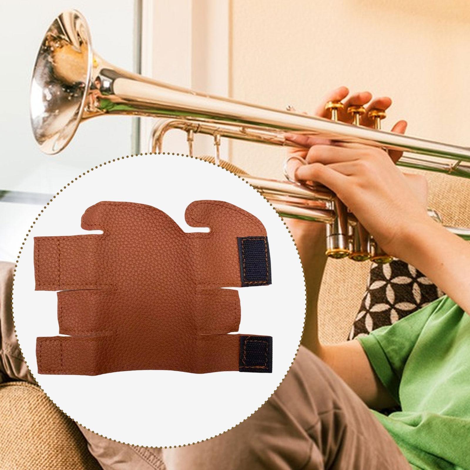 DYNWAVE Trumpet Valve Guard PU Leather for Wind Instrument Anti Slip Protection Cover Trumpet Brass Wrap for Live Performance
