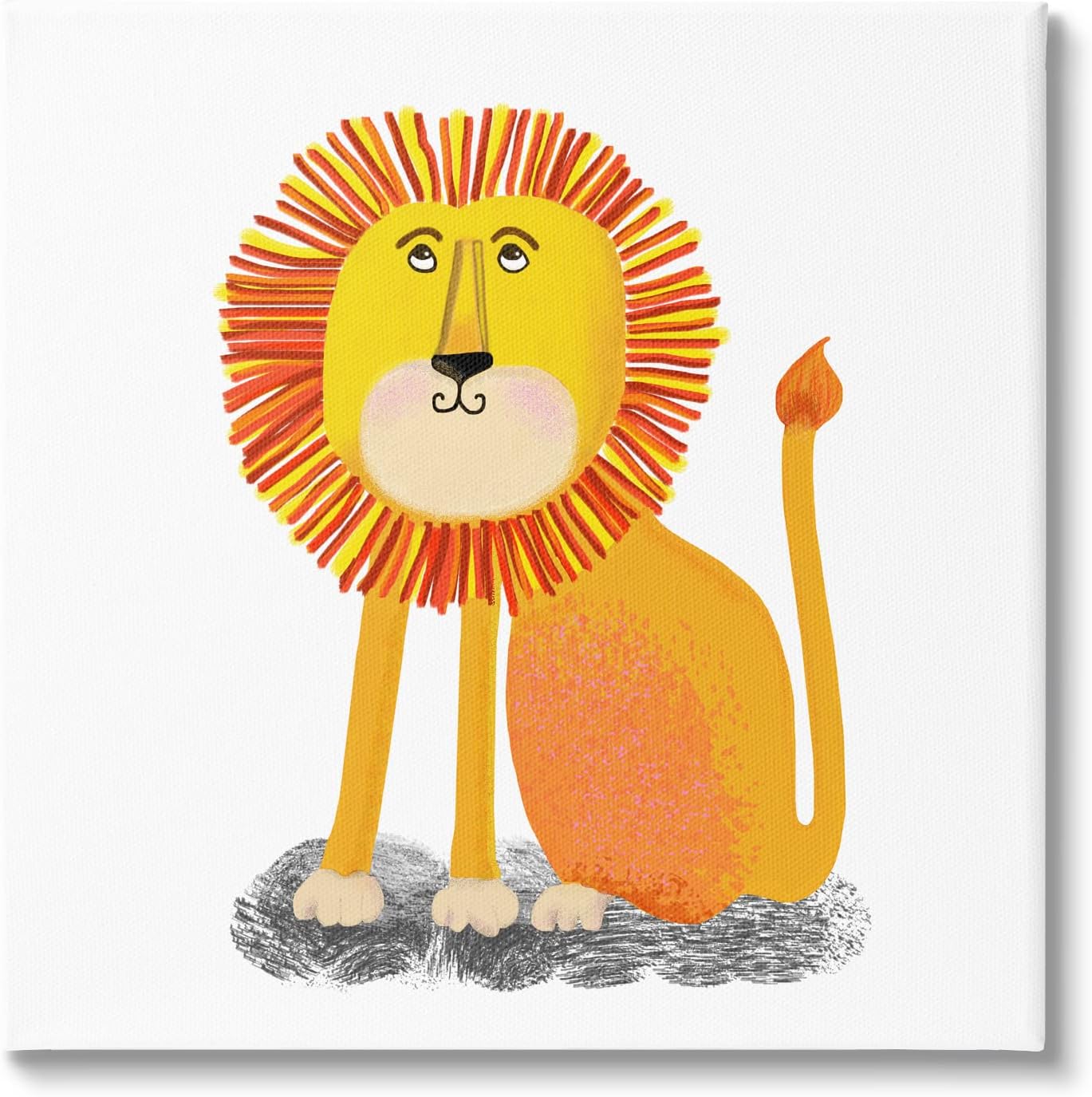 Stupell Industries Playful Smiling Lion Sitting Quirky Orange Mane,Design by Lynnda Rakos Gallery Wrapped Canvas 30L" x 1.5W"