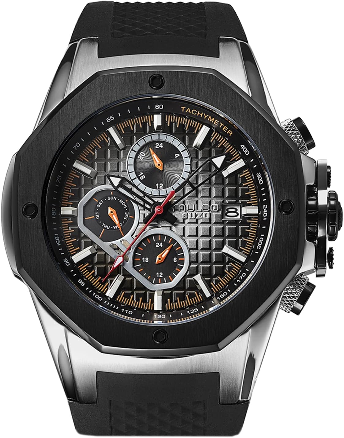 MULCO Buzo Tentacles Watch for Men – Stainless Steel Case with Wrist Silicone Band, Quartz Multifunctional Movement, Large Face Analog Display, 100m Water Resistant, Sport Luxury Design