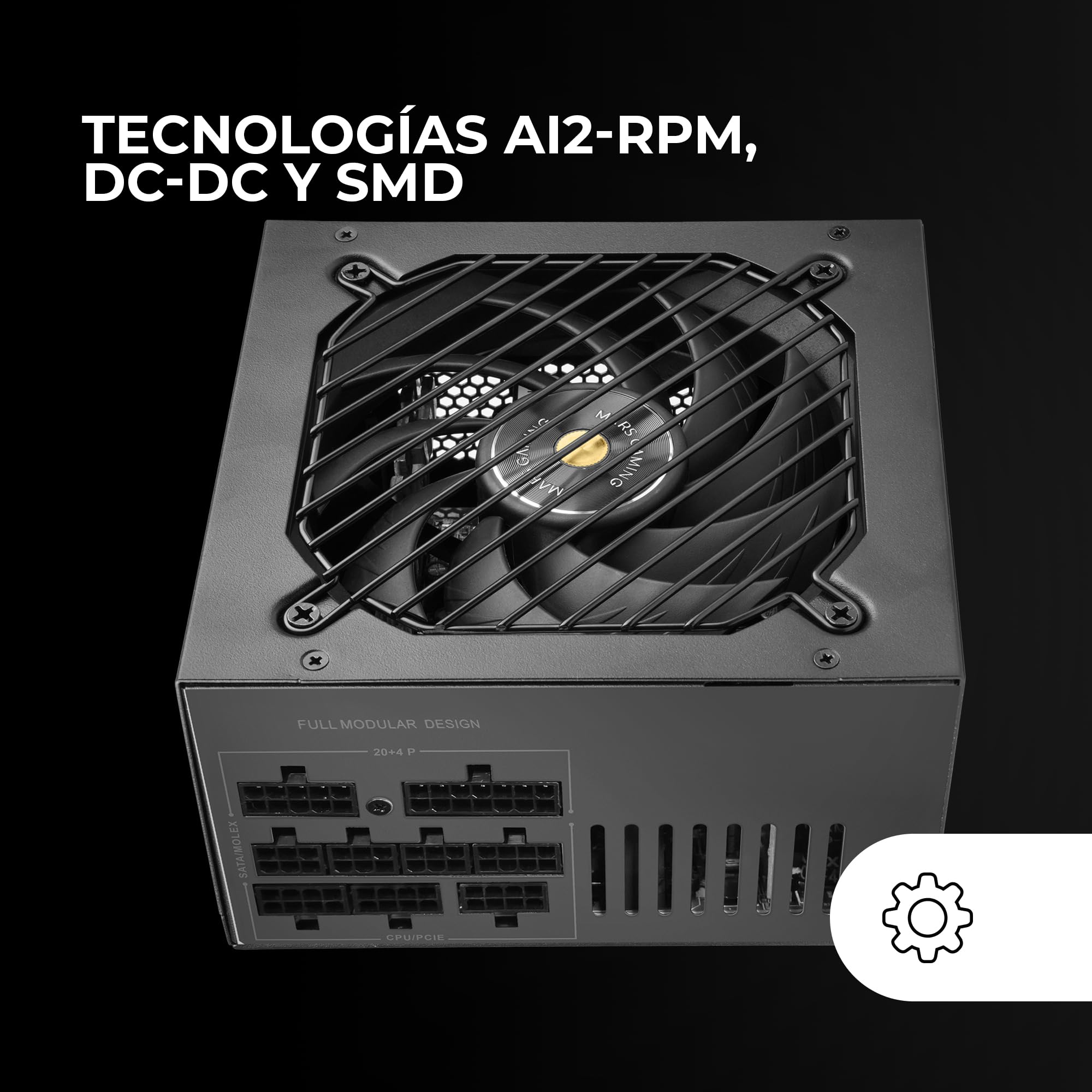 MARS GAMING MPB750SIM, Alimentatore ATX Full Modulare 750W, Garanzia 7 Anni, 80Plus Bronze 230V EU, 90% di Efficienza, Ventola SI Extreme Silence 140mm, Tecnologie AI2-RPM, DC-DC e SMD, Nero