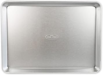 USA Pan Bakeware Traditional Aluminized Steel Uncoated Half Sheet Baking Sheet Pan, Made without nonstick coating