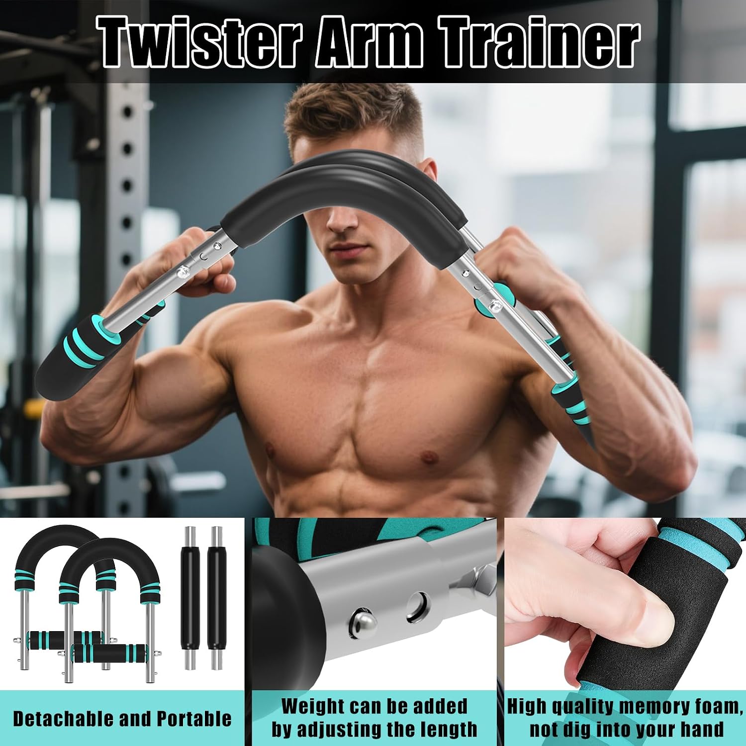 Twister Arm Trainer,Adjustable Chest Workout Equipment for Men＆Women, Detachable Power Twister Home Fitness Equipment, Portable Spring Resistance for Home,Office,Gym,Travel