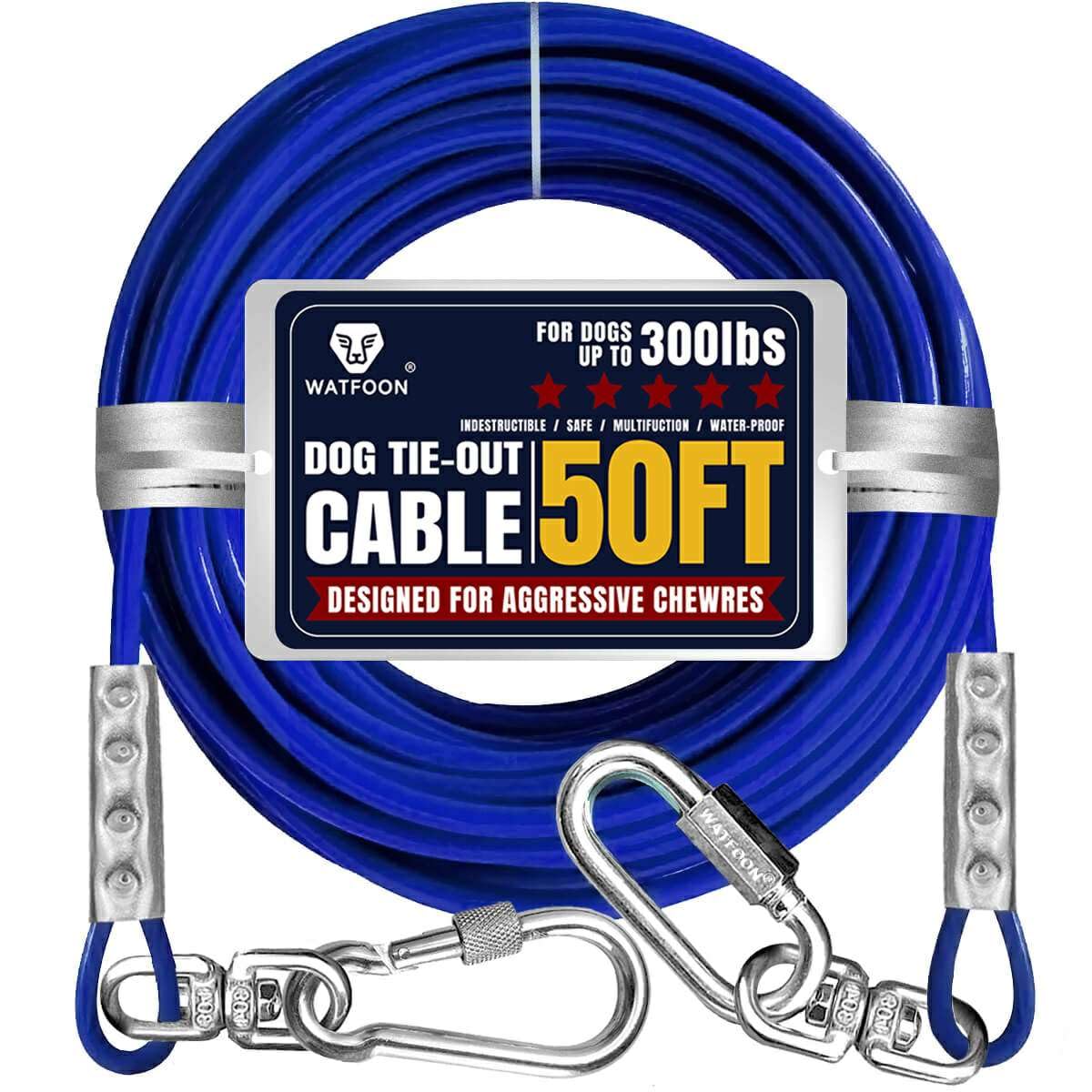 Kabel do mocowania dla psów o wadze do 136 kg, 15 m, bardzo mocny, 453 kg, wytrzymałość na zerwanie, smycz treningowa, kabel do biegania dla psa, do ogrodu, parku, na kemping, na zewnątrz, 136 kg, 15