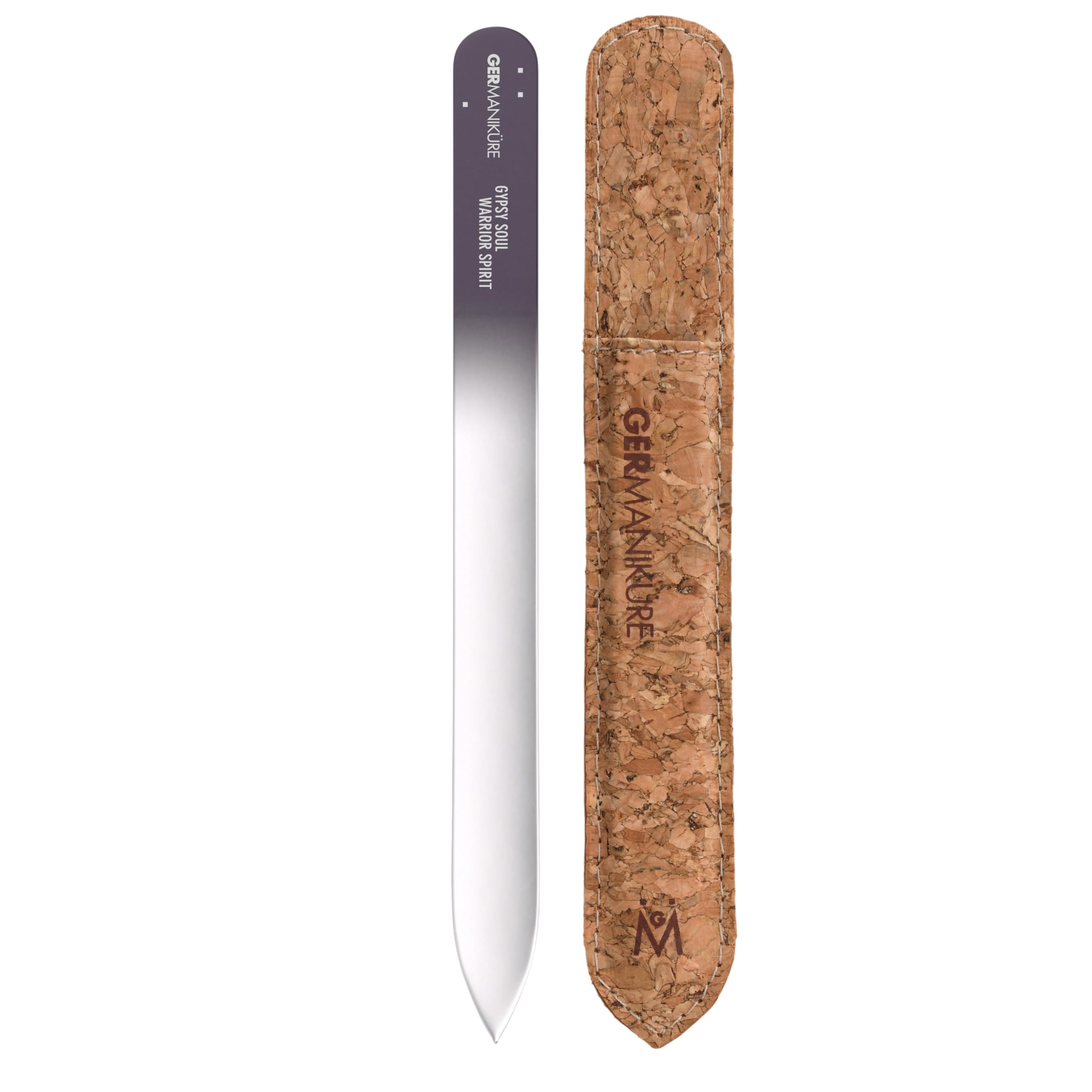 GERMANIKURE Glass Nail File in Cork Sleeve - Gypsy Soul Warrior Spirit - Professional Crystal Nail File for Natural Nails - Ideal Manicure & Pedicure
