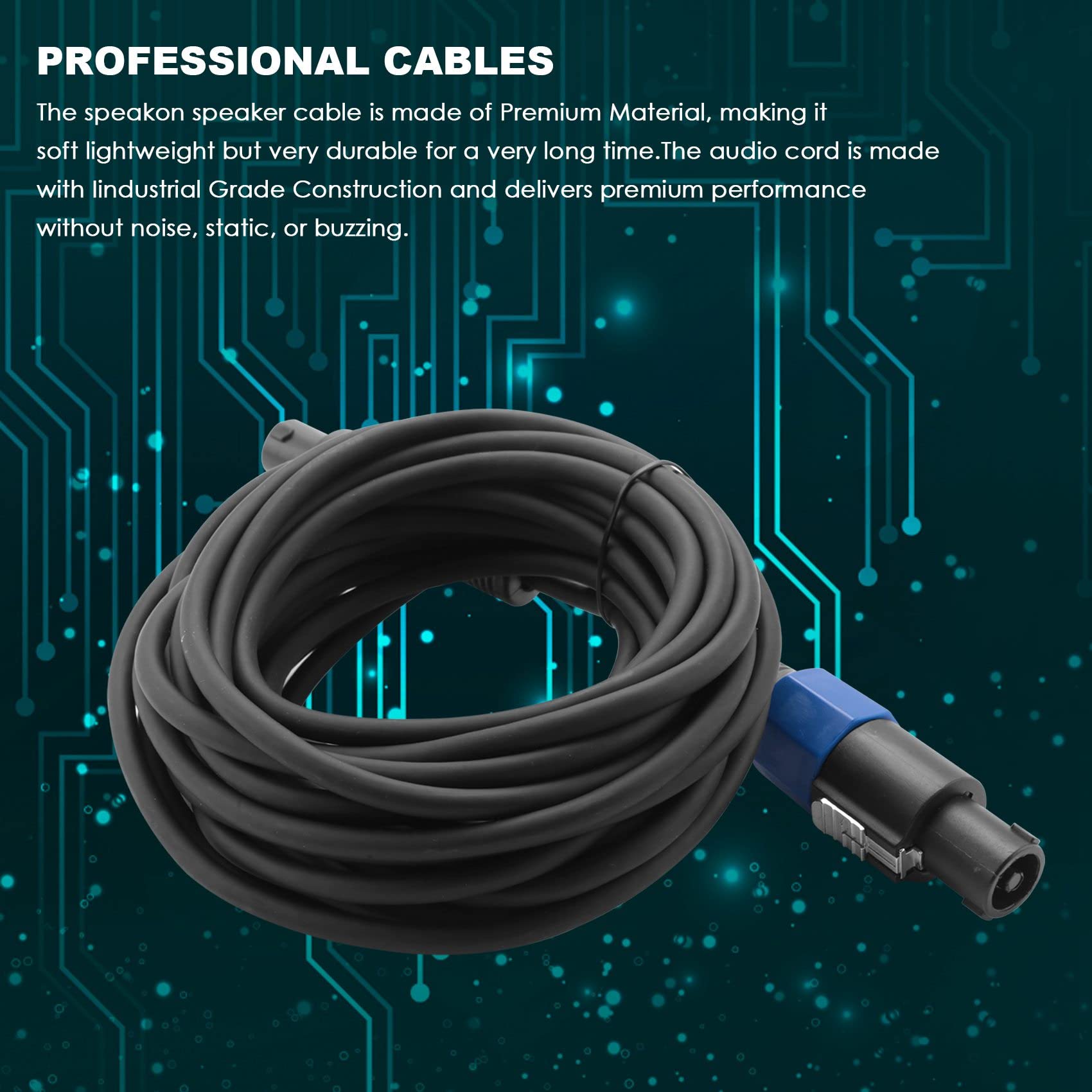 Paquet de 2 Câbles Mâles Speakon de 25 Pieds Vers Speakon, de Câble de Haut-Parleur DJ de Calibre 12 AWG Professionnel avec de Verrouillage