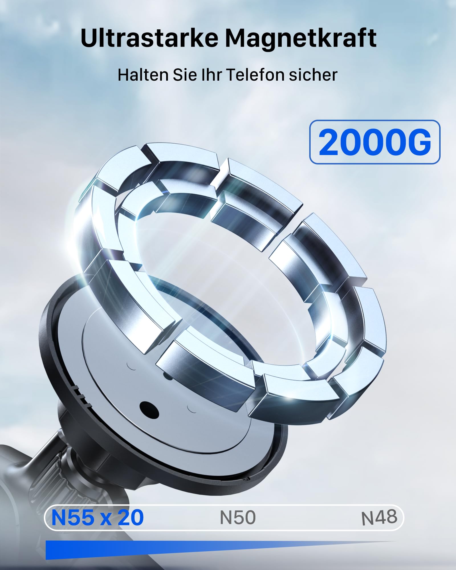 YOSH Handyhalterung Auto für MagSafe [Runde Lüftung], Magnetische KFZ-Halterung mit Triangelhaken für Mercedes A/B/C/V/GLC/Sprinter, kompatibel mit iPhone & Samsung Geräten, Mercedes Benz Accessoires