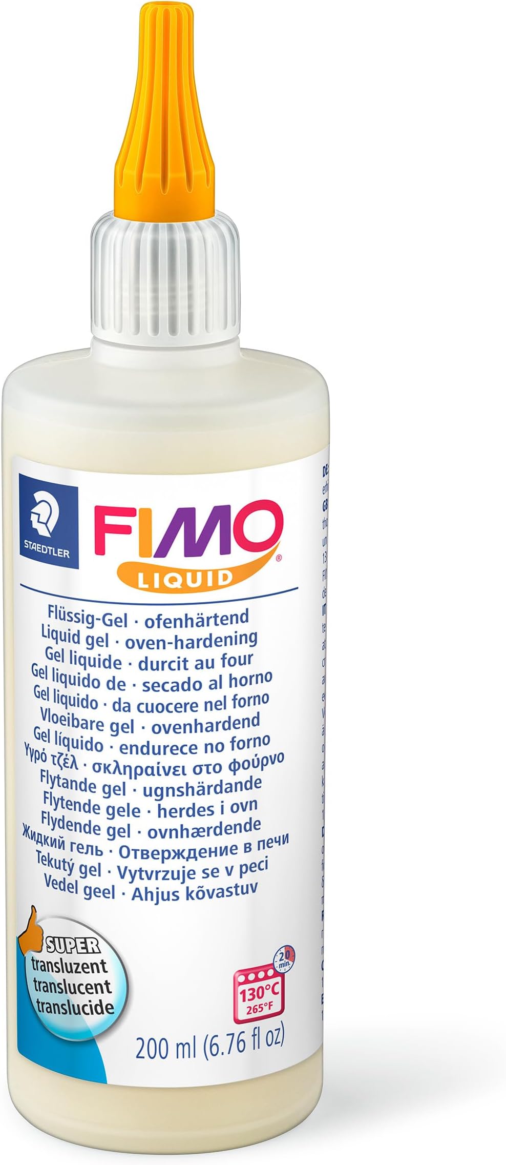 STAEDTLER 8051-00 FIMO Liquid Oven-Hardening Decorating Gel for Polymer Clay Modelling - Translucent (1 x 200ml Bottle)