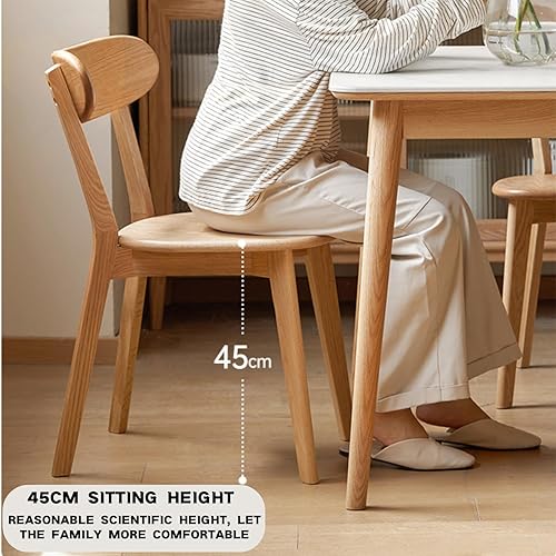 Miniatura 6 de Juego de 2 sillas de comedor 100% madera de roble macizo, modernas de mediados de siglo con respaldo ancho redondeado, sillas para comedor, sillas