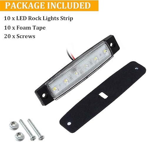 Miniatura 8 de PSEQT 10 unidades de luces LED de tira de roca para auto, luces de rueda de bajo brillo, kits de iluminación para guardabarros, impermeables para