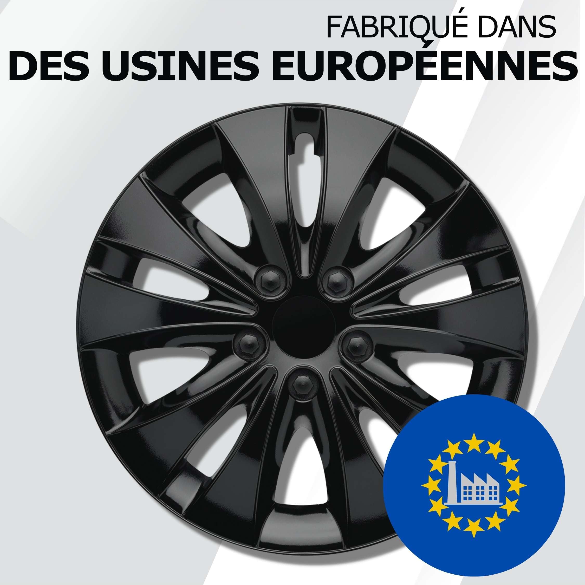 HYQOUKLR Wieldoppen Wieldoppen - Naafdoppen Wielen Velgdoppen - Auto-accessoires Wieldop for standaard stalen velgen(Svart,15 inch