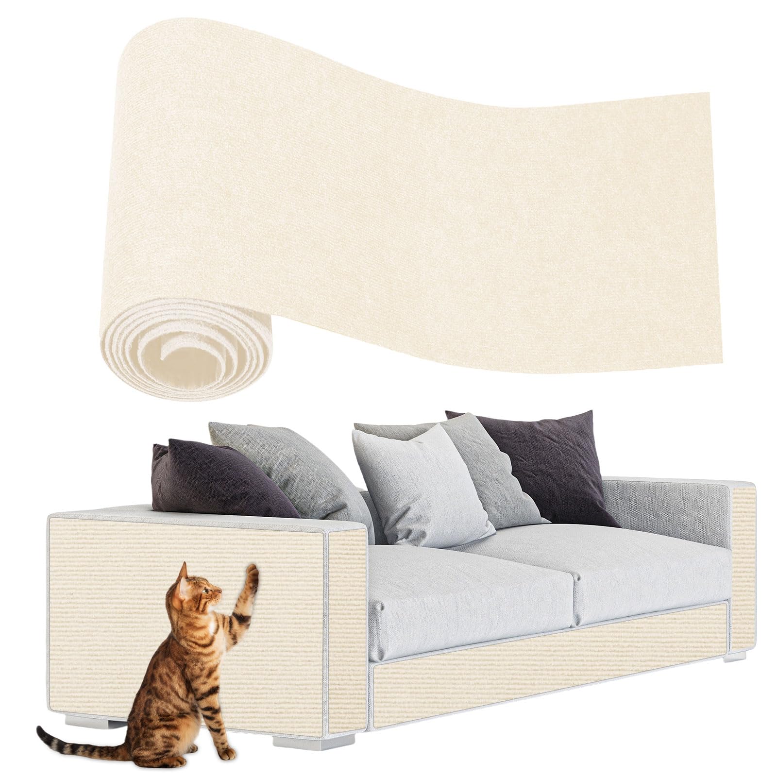Rascador de Pared para Gatos de Interior, Alfombrilla rascadora de Esquina de Pared de 78,7 x 11,8 cm, Repuesto de Tabla para rascador de Pared DIY