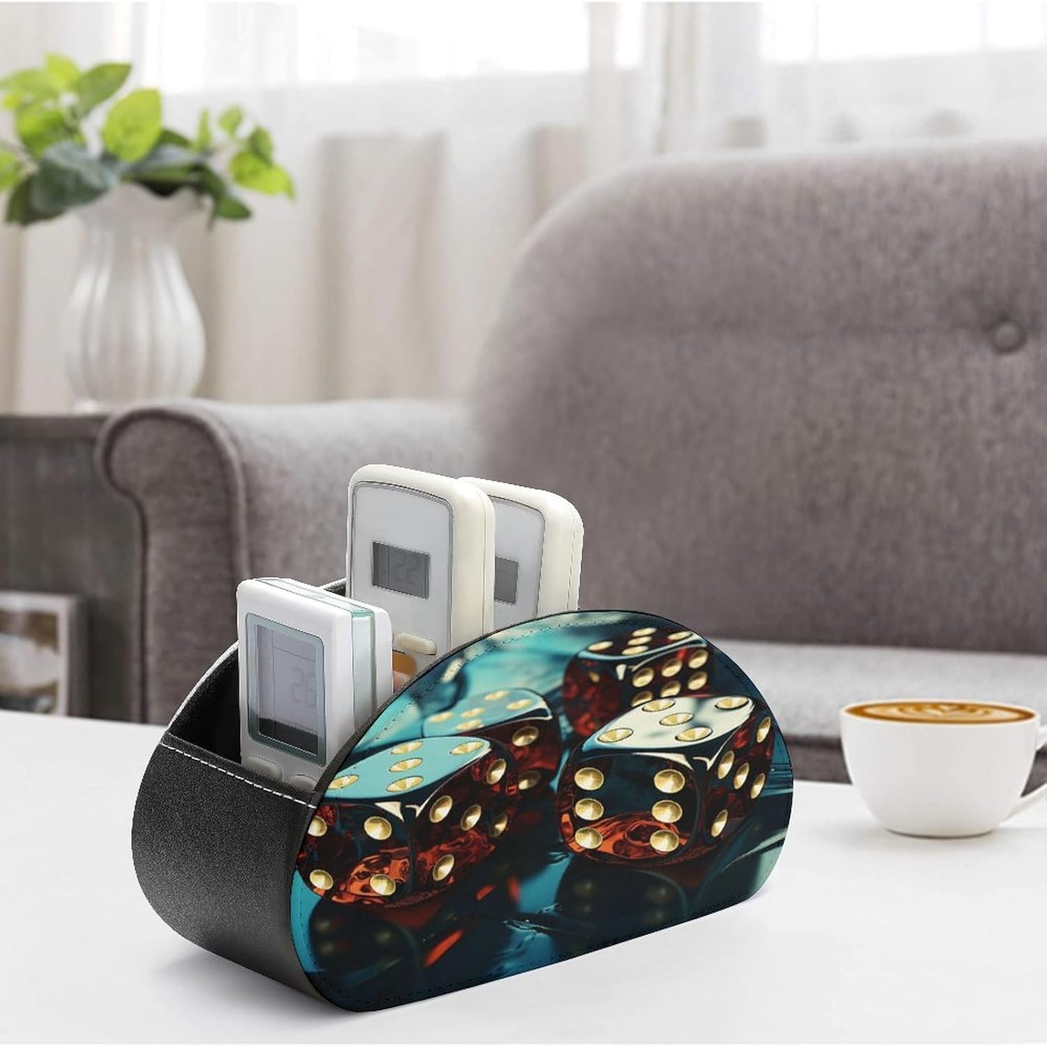 Dice Graphics PU Leather Remote Control Holder with 5 Compartments image 4