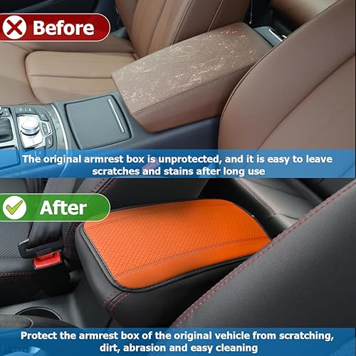 Miniatura 10 de Moly Magnolia Almohadilla de cuero sintético para consola central de automóvil, funda de asiento de reposabrazos de automóvil, impermeable,