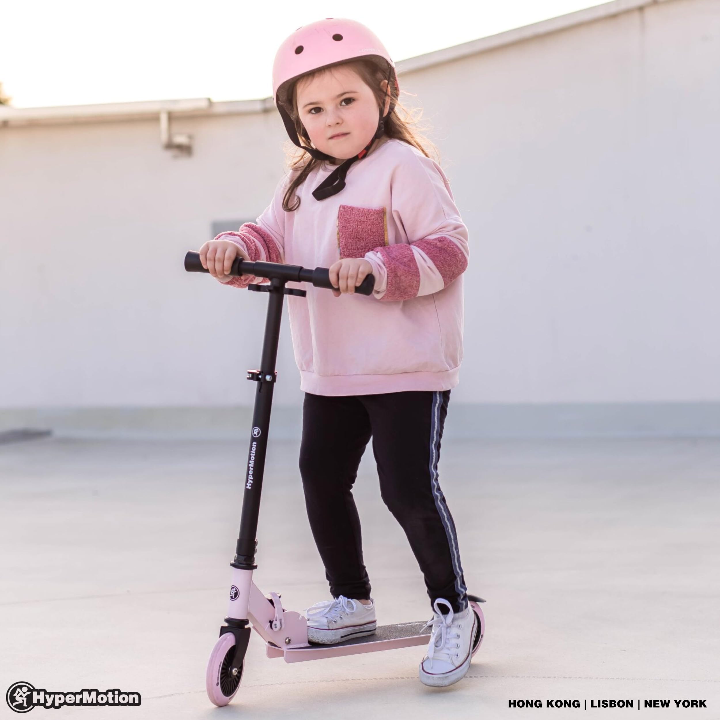 HyperMotion Patinete infantil de 3 a 8 años, patinete Willy, plegable, altura del manillar ajustable, ruedas de goma, plataforma antideslizante, capacidad de carga hasta 40 kg