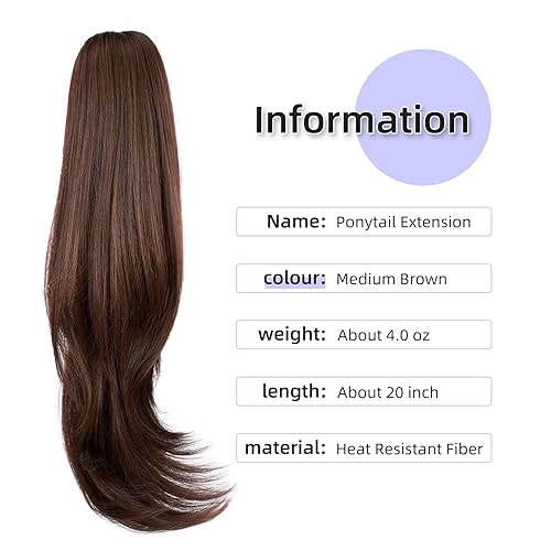 Miniatura 275 de Brown ponytail extension,16" claw clip hair extensions ponytail short curly hair ponytail Extension Natural Looking Synthetic Hairpiece for Women