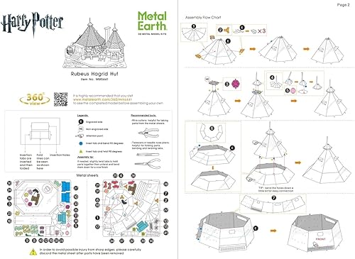 Miniatura 6 de Metal Earth Fascinations Harry Potter Rubeus Hagrid Hut Kit de modelo de metal 3D con pinzas