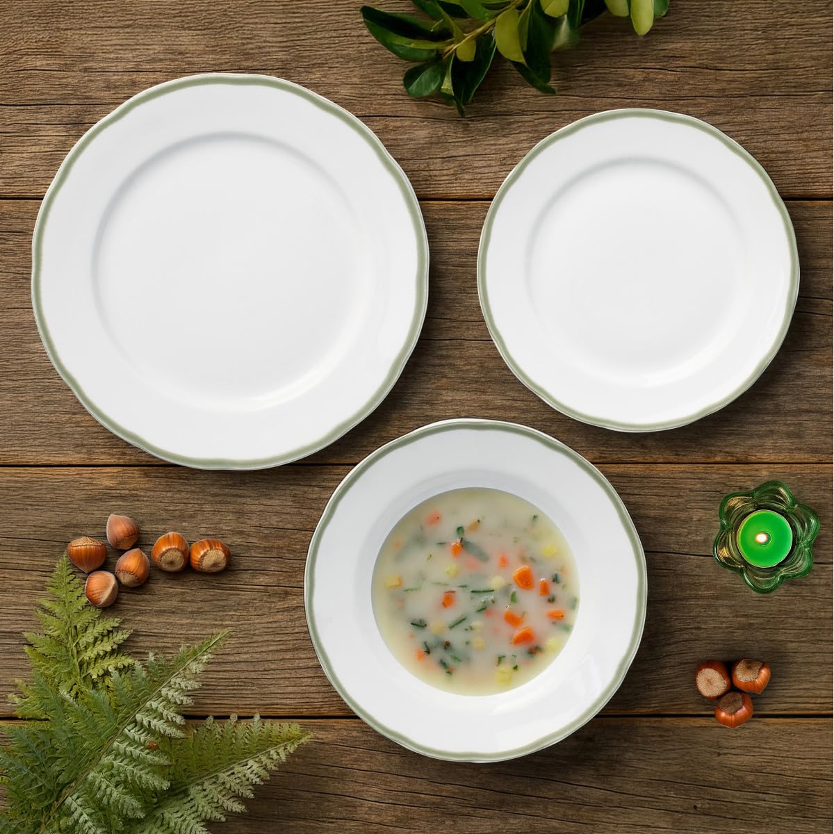 Noblat Medard - zastawa stołowa Scala - Porcelana - Zestaw 18 talerzy obiadowych, zielony