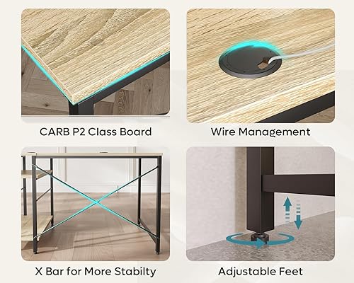 Miniatura 51 de Bestier Escritorio en forma de L con estantes, escritorio esquinero reversible de 86.6 pulgadas o mesa larga para 2 personas para oficina en casa,