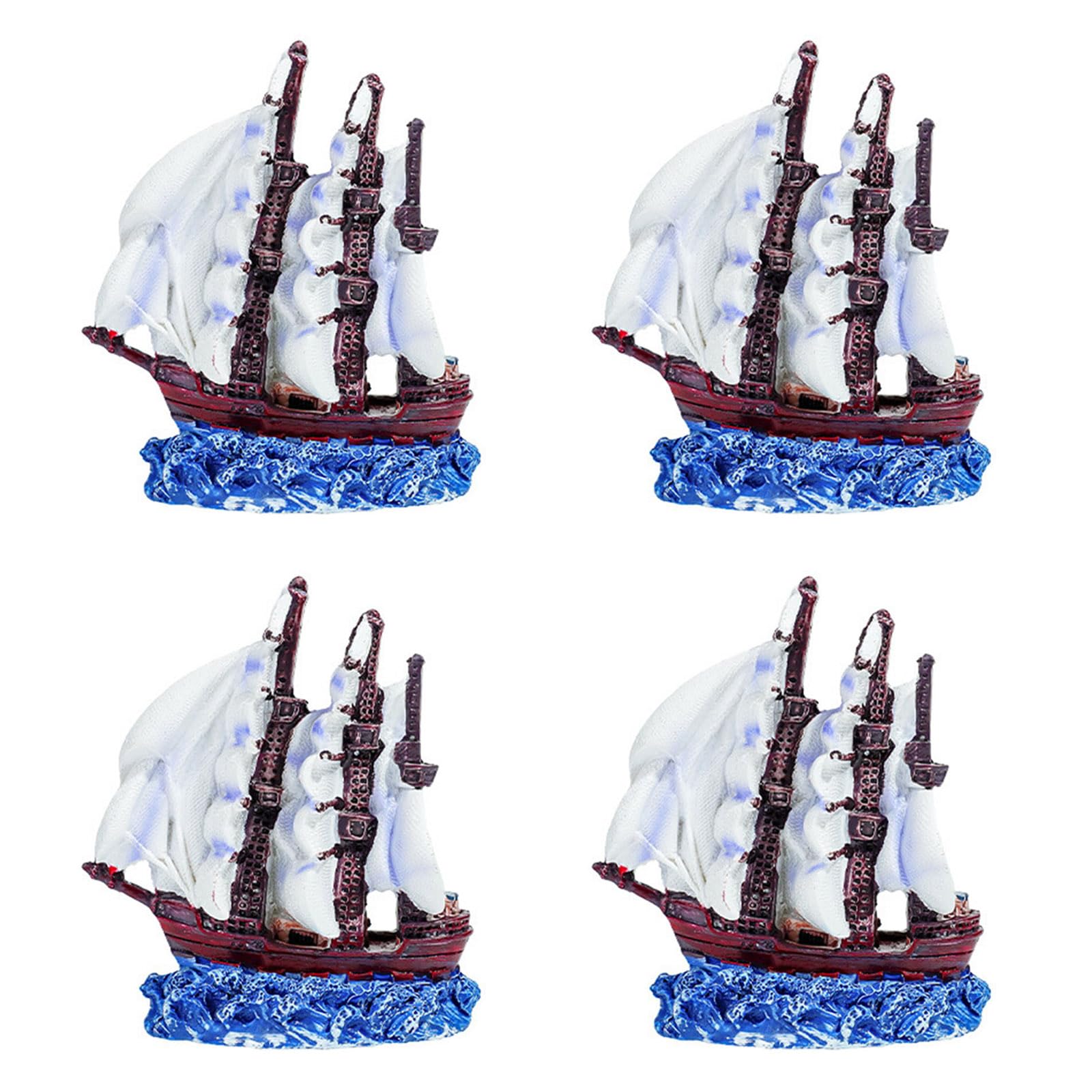 Hsioluted Fishtank Artificial Plant Landscape Fish Tanks Decorations for Aquariums Terrarium Shrimp Sail Boats Ornaments Habitat Resin Aquarium Ship Decors
