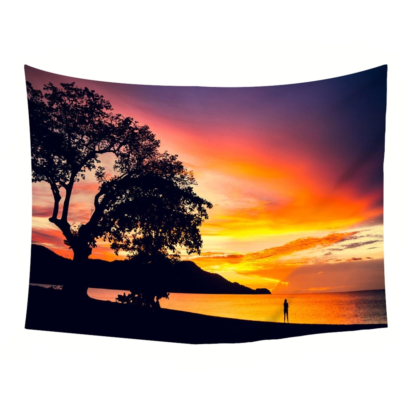 Skcess Tapiz de poliéster de 240 x 220 cm, tapiz, para colgar en la pared, color beige y gris