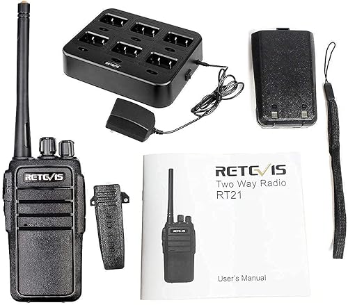 Miniatura 6 de Retevis RT21 Walkie Talkies para adultos (paquete de 6) con auriculares (paquete de 10), radio de 2 vías manos libres con cargador multibanda de