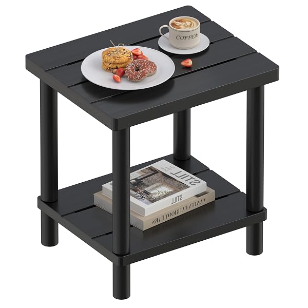 Sleek Black Bamboo Side Table