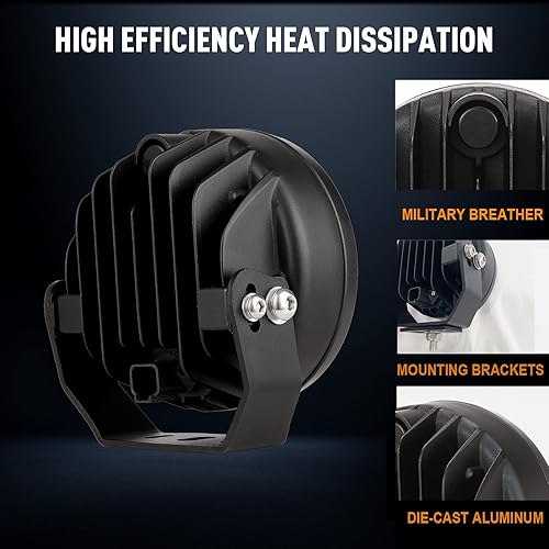 Miniatura 7 de BIGLION.X Luces redondas todoterreno de 5 pulgadas, 160 W, 18800 lm, luces antiniebla LED ámbar, barra de luz de conducción amarilla, vainas de luz