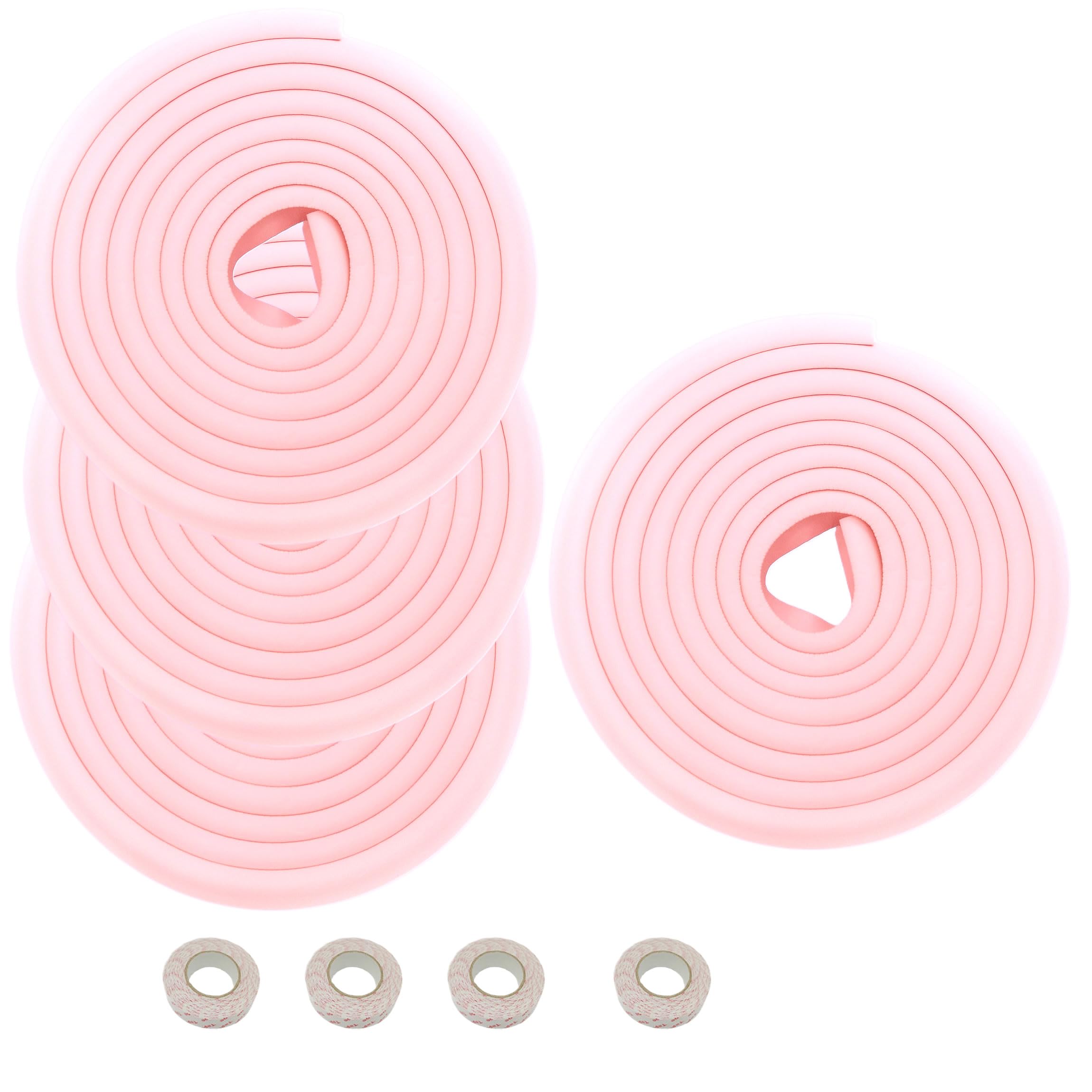 20 Metros Protector Borde Espuma Forma de L para Mesa Borde, anticolisión Tira para Bebés y niños, Seguridad para niño y Bebe, 4x5m, Rosa, KD7000 Pink