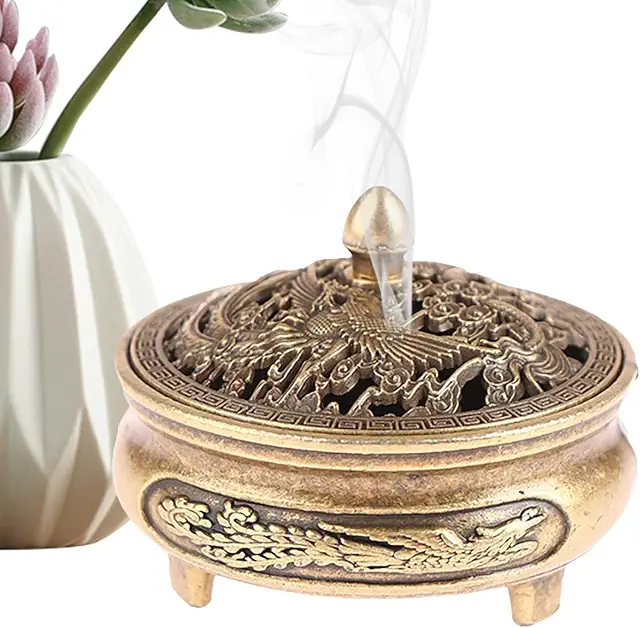 Bruciatore Incenso in Grani Retrò - 2 Pezzi in Metallo per Casa e Ufficio