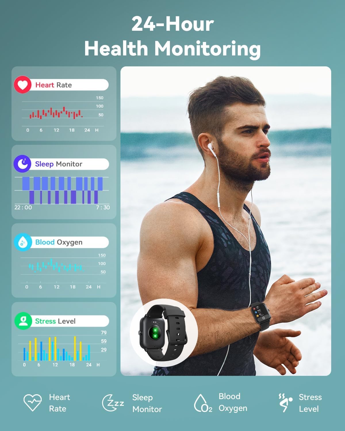 Quican Reloj Inteligente Hombre Alexa Instalado con llamada Bluetooth Monitor de Frecuencia Cardíaca SPO2 Smartwatch Rastreador de Sueño Reloj Inteligente 110+ Deportes para iOS Android