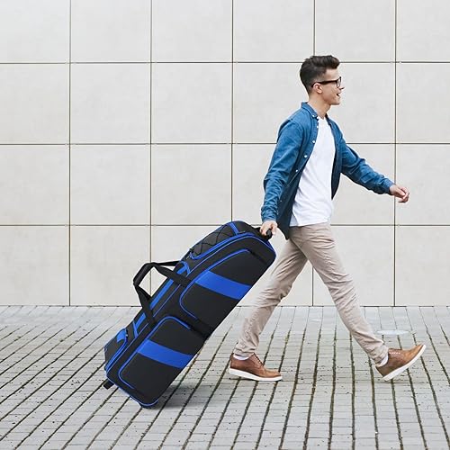 Miniatura 7 de Bolsa de béisbol con ruedas, almacenamiento de equipo definitivo para receptores de béisbol, bolsa de equipo grande con ruedas, capacidad para todos