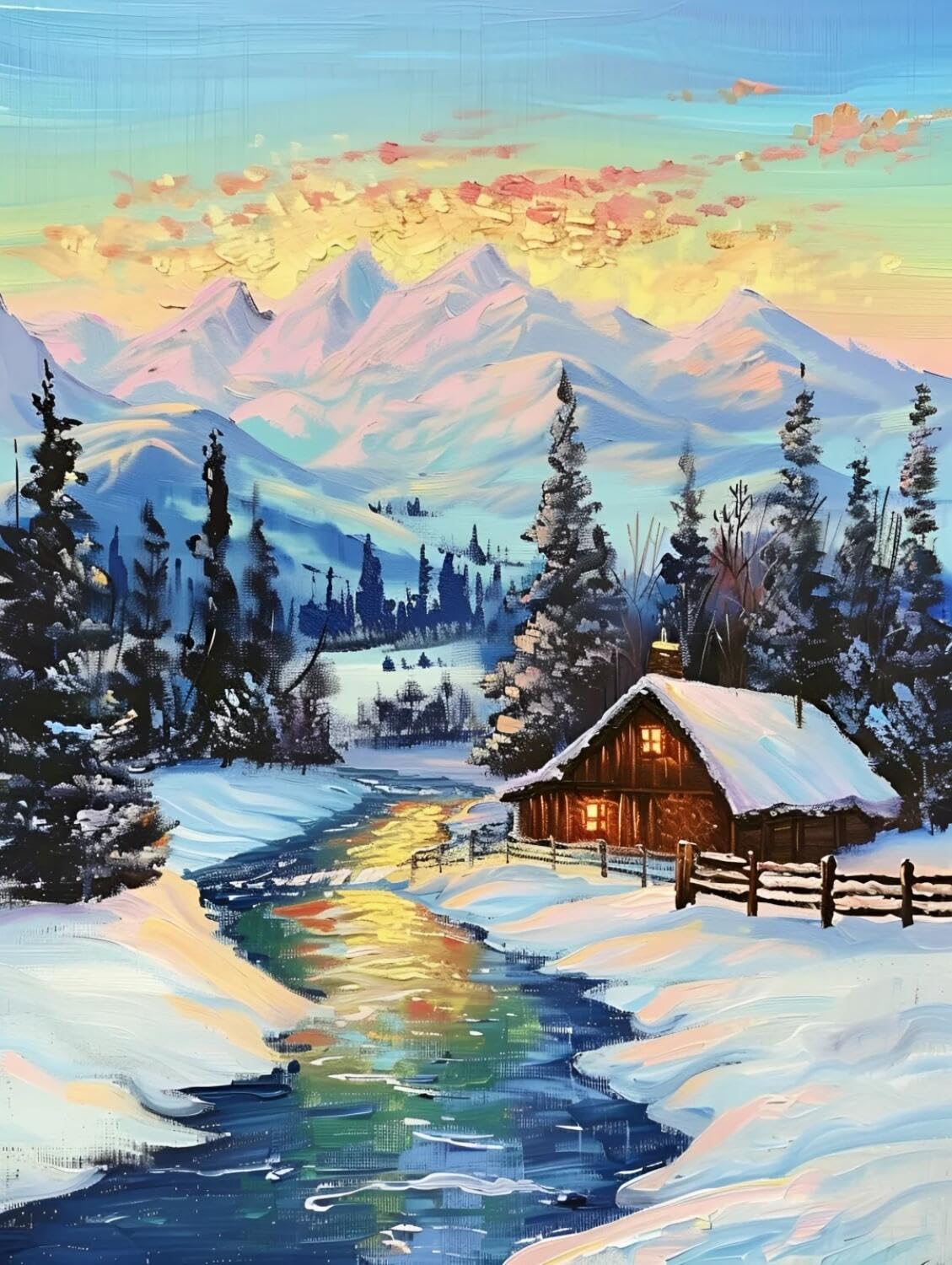 Rqwybcaxn Seed Bead Embroidery Kits Forest Cabin 40x50cm